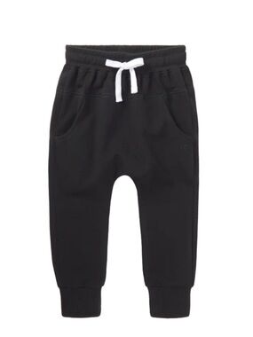Little Bipsy Black Jogger Sweatpants with White Drawstring